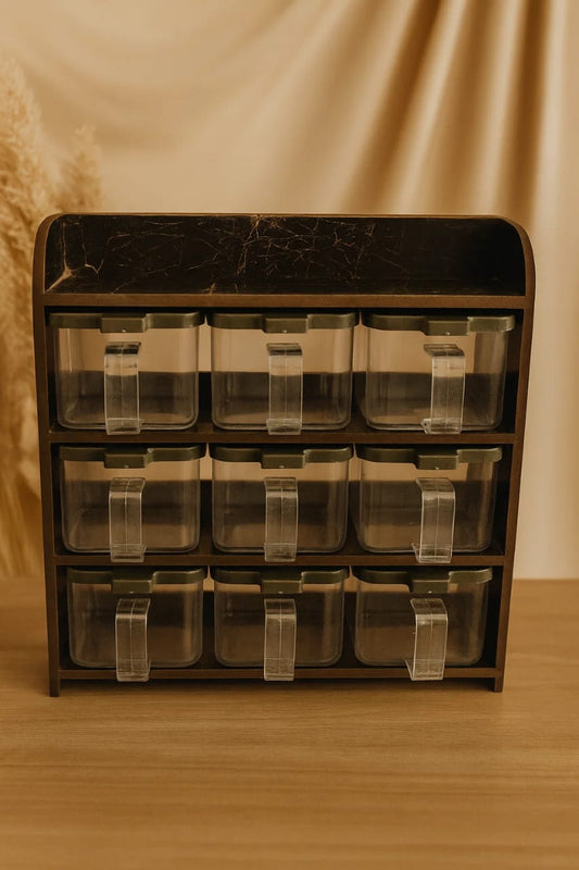 "kitchen Spice Storage Solution - 9 Jar Spice" (Black)