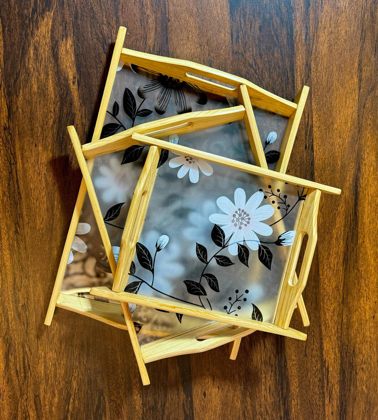 WOODEN & ACRYLIC TRAY SET