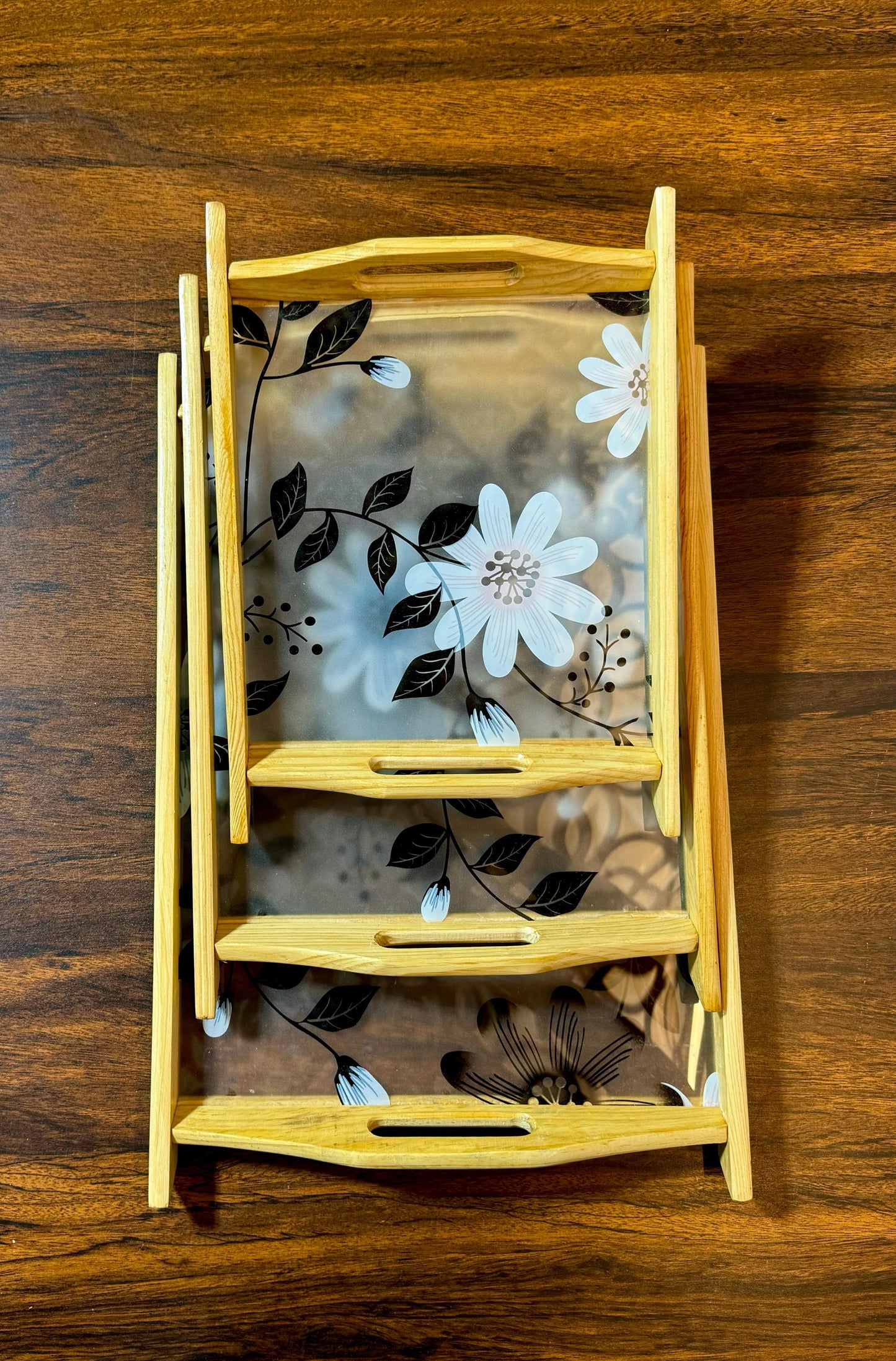 "Premium Wooden & Acrylic Serving Tray Set - Durable & Chic"