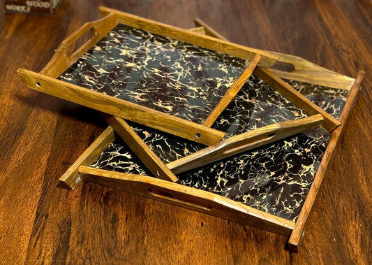 "Elegant Wooden tray Set - Perfect For Every Occasion"
