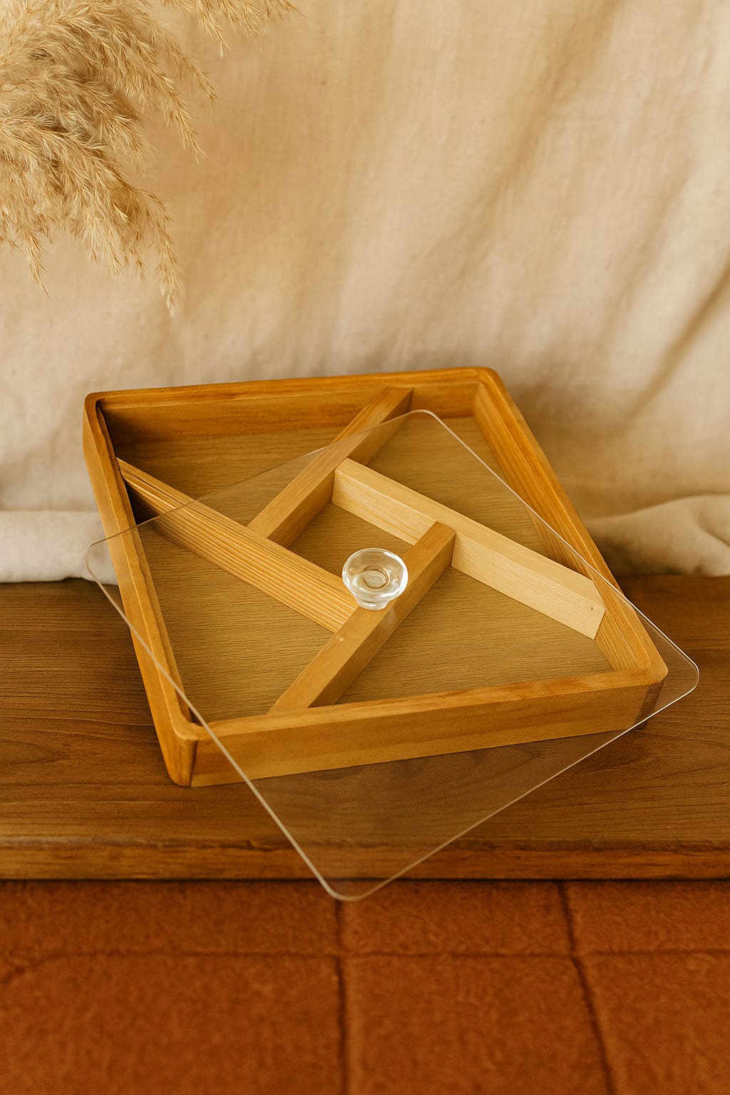 Natural Wooden Dry Fruit & Snack Box – With Acrylic Cover"