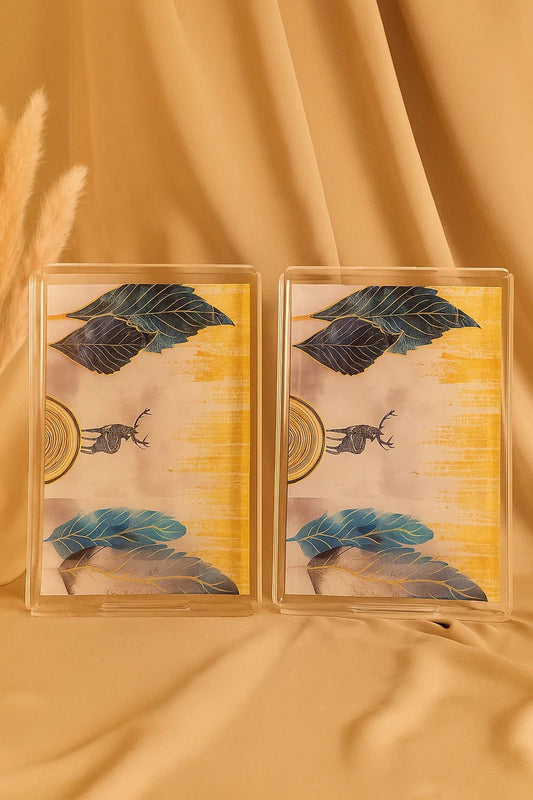 "Abstract Blue Leaf Acrylic Tray – Artistic Modern Home Décor Accent"