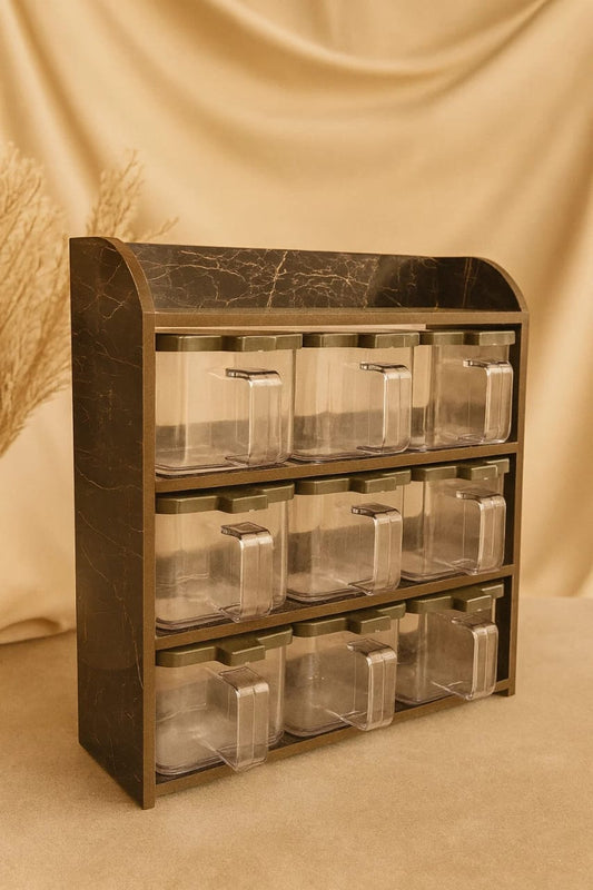 "kitchen Spice Storage Solution - 9 Jar Spice" (Black)