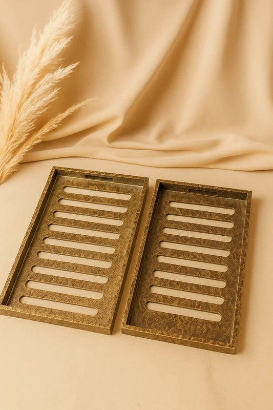 Handcrafted Decorative Catchall Tray with Slotted Design - With Acrylic Sheet